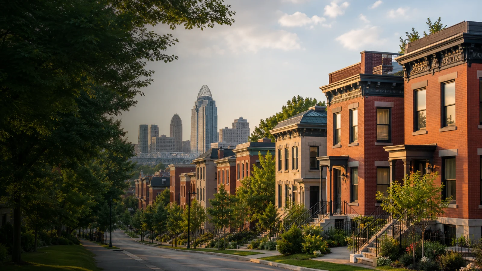 Cincinnati rental homes near the downtown skyline.